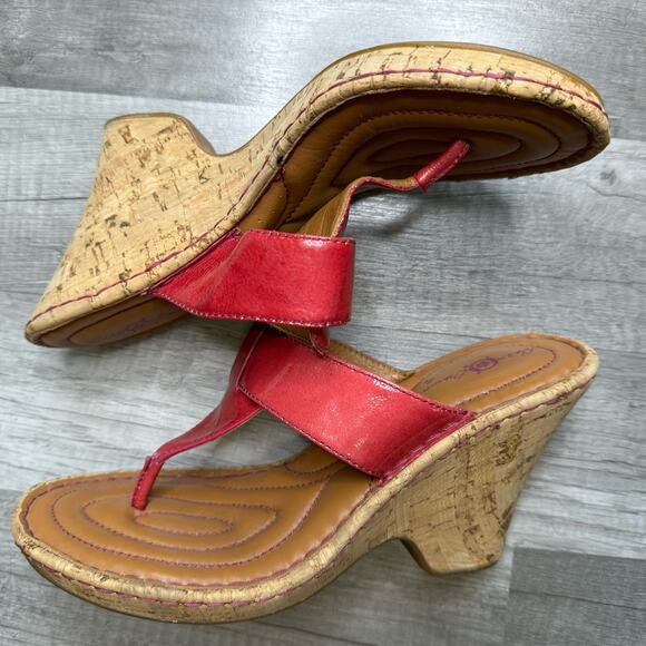 Born Cork Cut Out Wedge Sandel Heels Patent Leather Size 9 - Picture 3 of 7